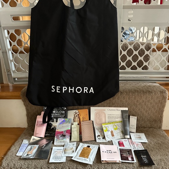 Cosmetic samples and Sephora tote bag